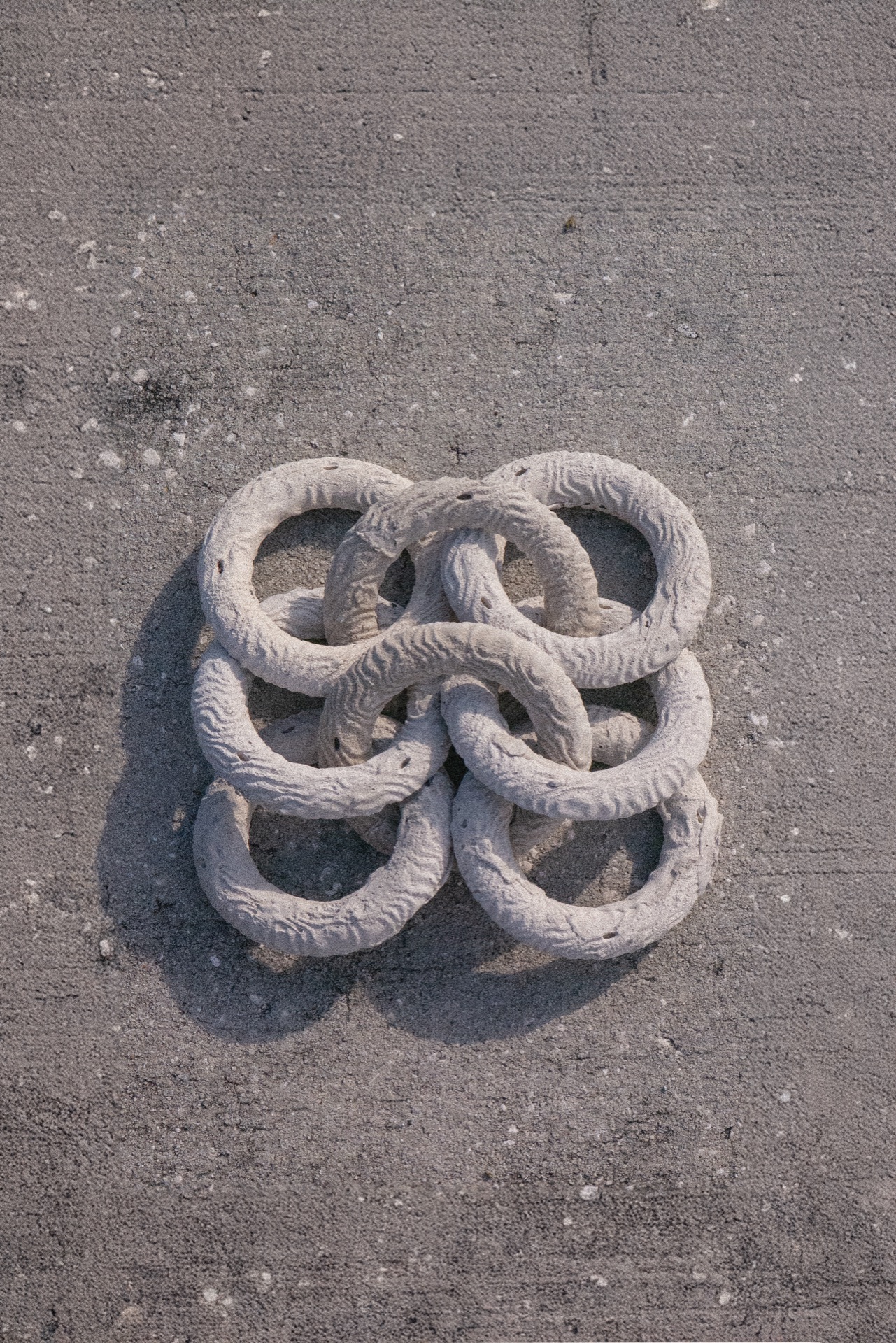 Reef Research is an ongoing ecological design project by ORI: a deployable artificial oyster reef substrate built from concrete chainmail. Designed to restore Florida estuarine habitat, with prototypes deploying in Tampa Bay in 2026.